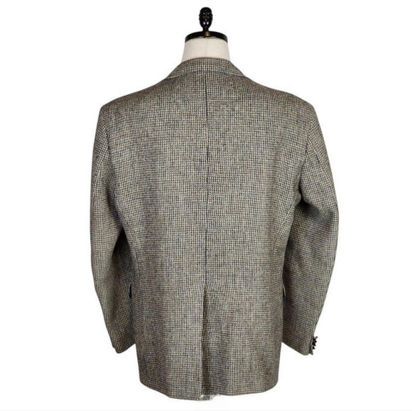 Orvis Harris Tweed Blazer 42R Brown Houndstooth Wool Jacket USA Made - Picture 3 of 13